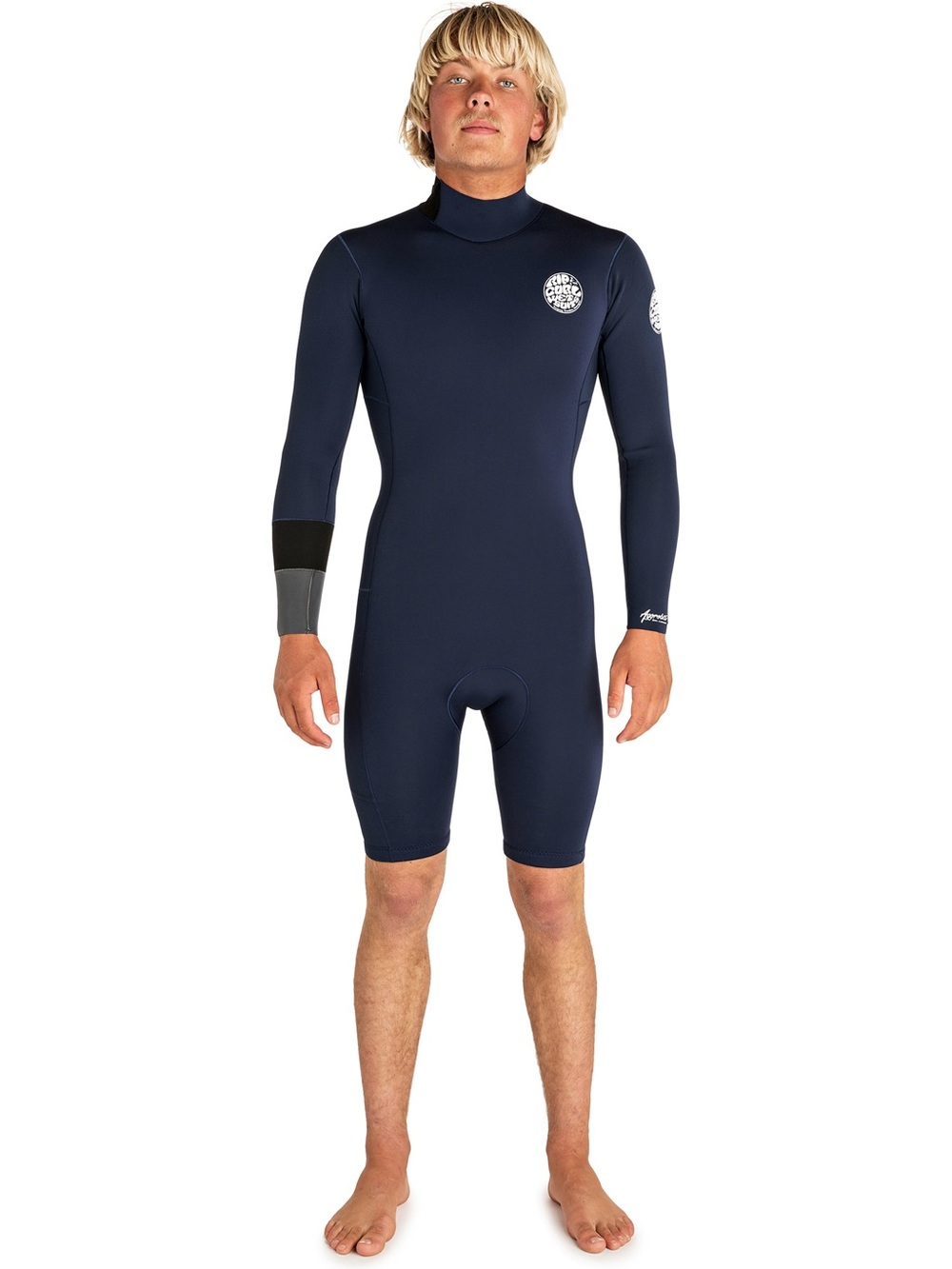 Rip Curl Men Navy/Gray Aggrolite 2mm long Sleeve Back Zip Shorty Wetsuit XXL